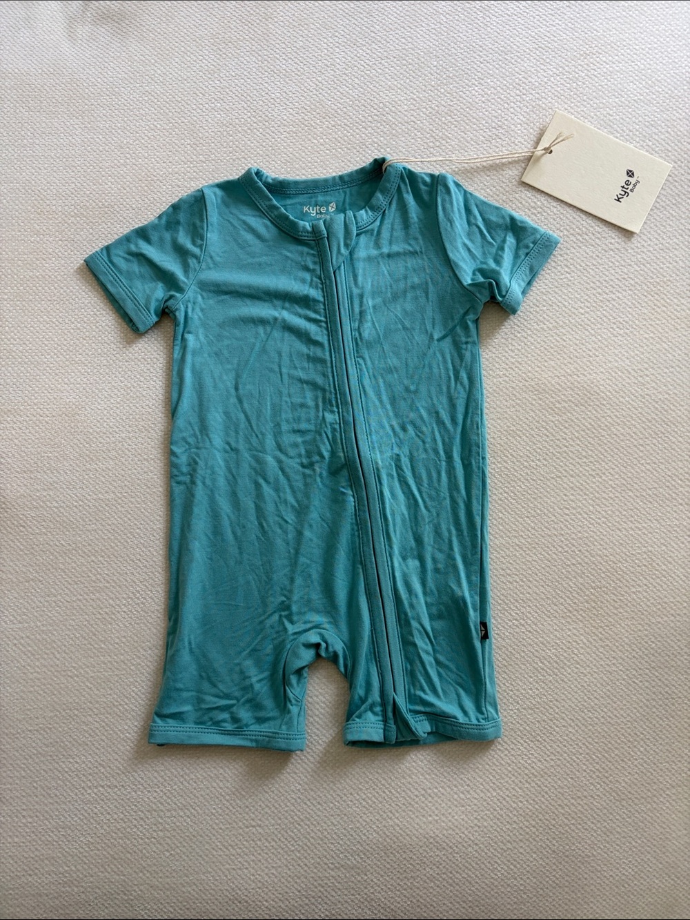 Kyte BABY Zippered Shortall Romper in Makai